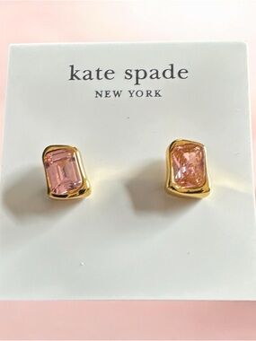 New Kate Spade New York Molten Glass Statement Studs; light pink on Earring Card